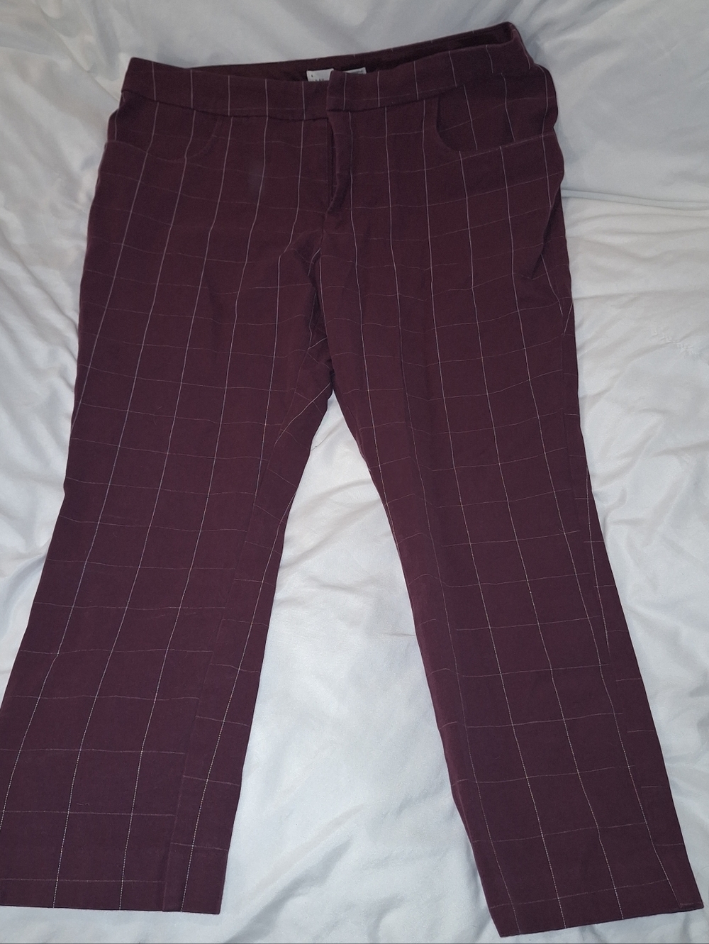 A New Day Burgundy Checkered Ankle Pants Size 16